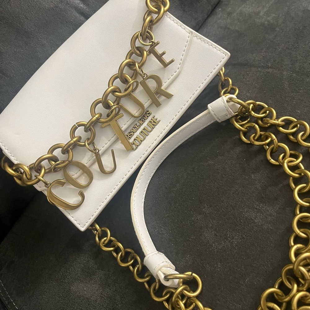 Versace Jeans Collection White and Gold Chain Bag